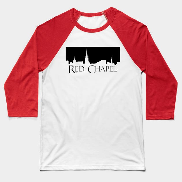 Red Chapel (Black silhouette) Baseball T-Shirt by Dave